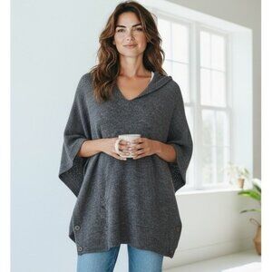 Splendid Women's Sweater S Gray Alpaca Blend Oversized Hoodie Cabin Cozy